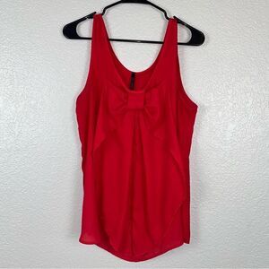 Mezcalero Womens Scoop Neck Sleeveless Bow Front Accent Tank Top Blouse Red